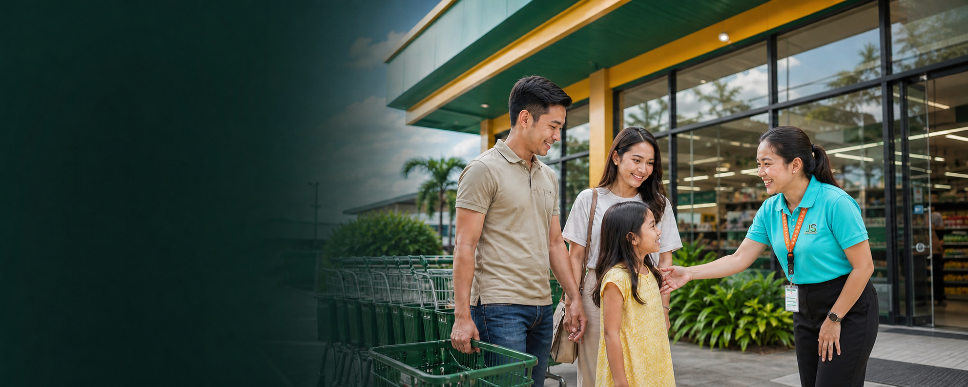 JS Gaisano employee welcoming shoppers at a branch