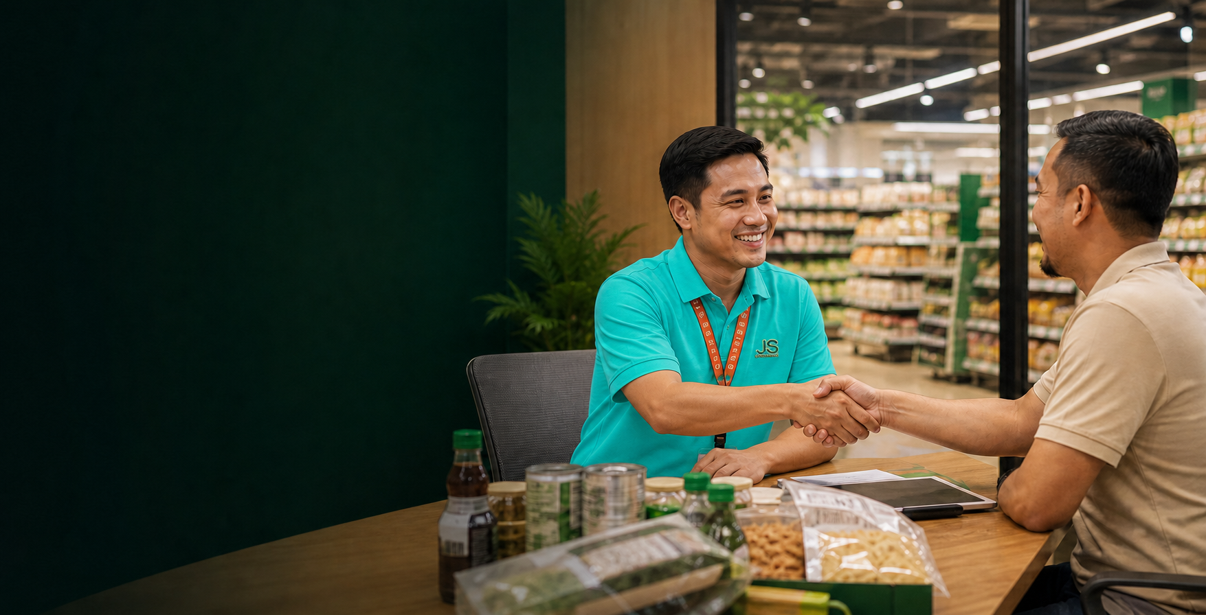JS Gaisano representative meeting a business partner